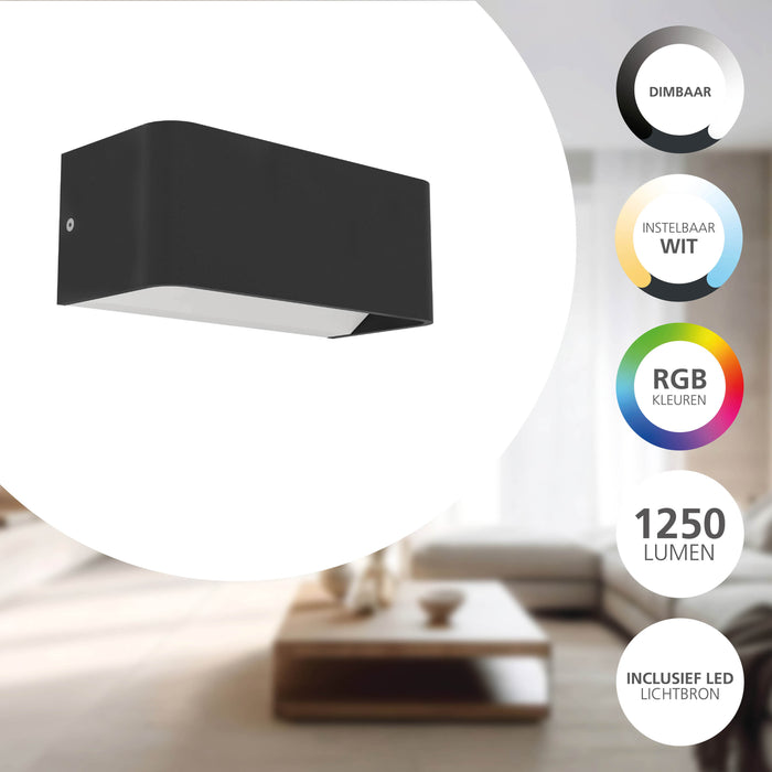 EGLO connect.z Sania-Z Wandlamp - 20 cm - Zwart - RGB - Zigbee