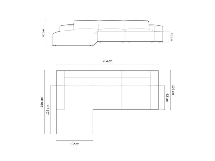 Micadoni 5-zits hoekbank Jodie bouclé links