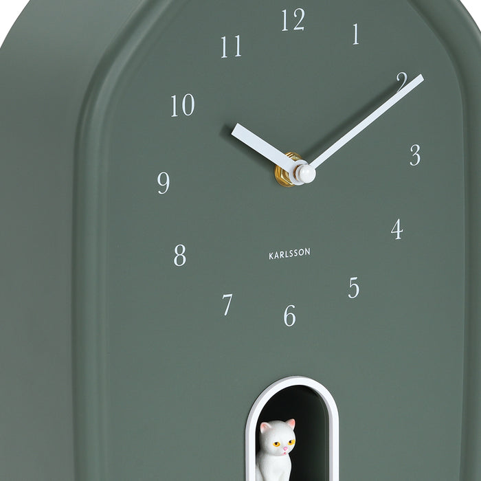 Karlsson - Wandklok Modern Kitty - Jungle groen- Ø29,1cm