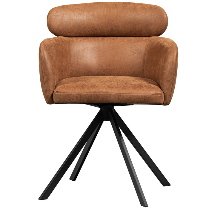 WOOOD Fenne Eetkamerstoelen - Leerlook - Cognac - Set van 6