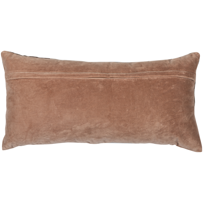 WOOOD Laon Kussens - Velvet stof - Naturel|Blauw - Set Van 3