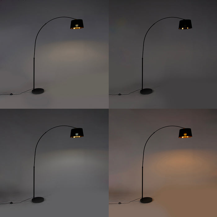 QAZQA Smart booglamp zwart met goud incl. Wifi A60 - Arc Basic