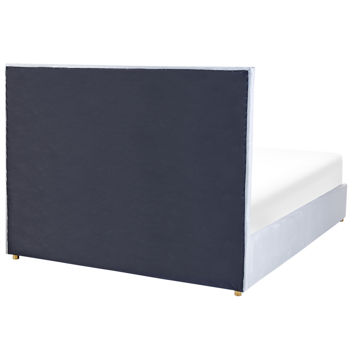 Beliani-VERNOYES-Bed met opbergruimte-Lichtgrijs-160 x 200 cm-Fluweel