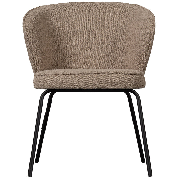 WOOOD Admit Eetkamerstoelen - Bouclé - Beige - Set van 6