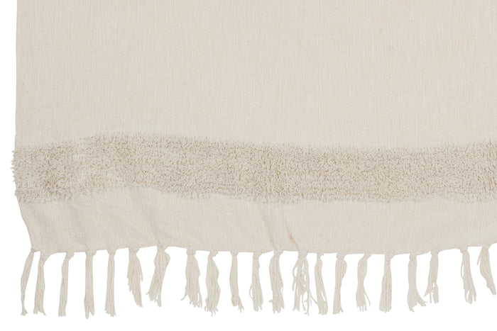 J-Line plaid Diamanten + Franjes - katoen - wit|goud - 130 x