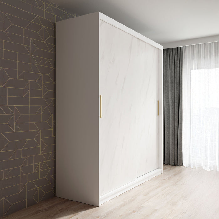 Meubella - Kledingkast Marmer - Wit - 180 cm