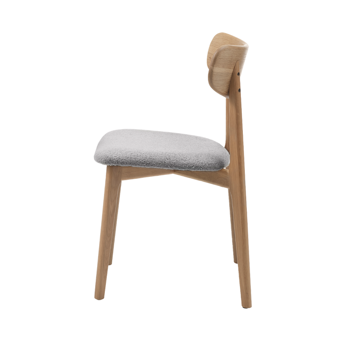 Olivine Eline Eikenhouten Eetkamerstoel Naturel - Bouclé Grijs