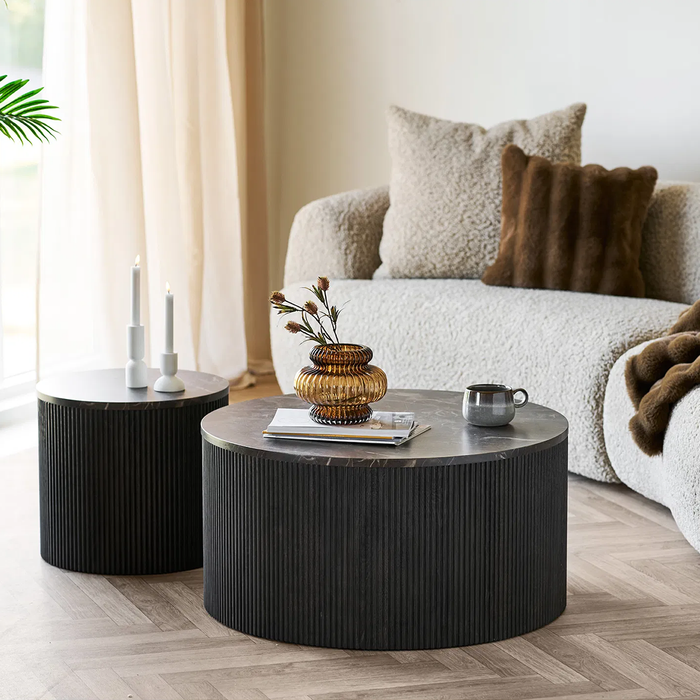 Artichok Babette Bijzettafel Donkerbruin Marmer Ø 45 cm