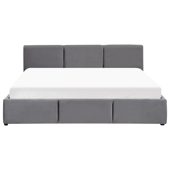 Beliani-BOUSSE-Tweepersoons boxspring-Donkergrijs-180 x 200 cm-Fluweel
