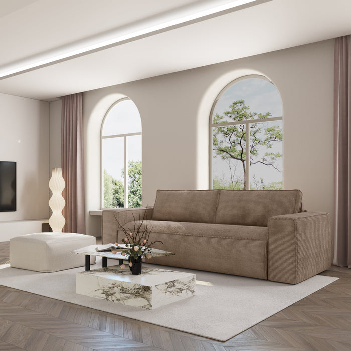 Express slaapbank dunlopillo taupe corduroy 140cm