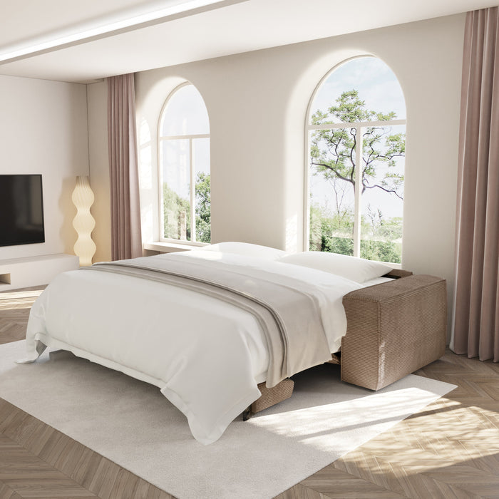 Express slaapbank dunlopillo taupe corduroy 140cm