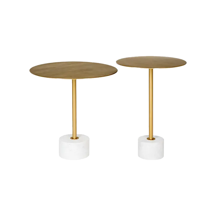 Artichok Manon Ronde Bijzettafel met Marmeren Voet - Goud