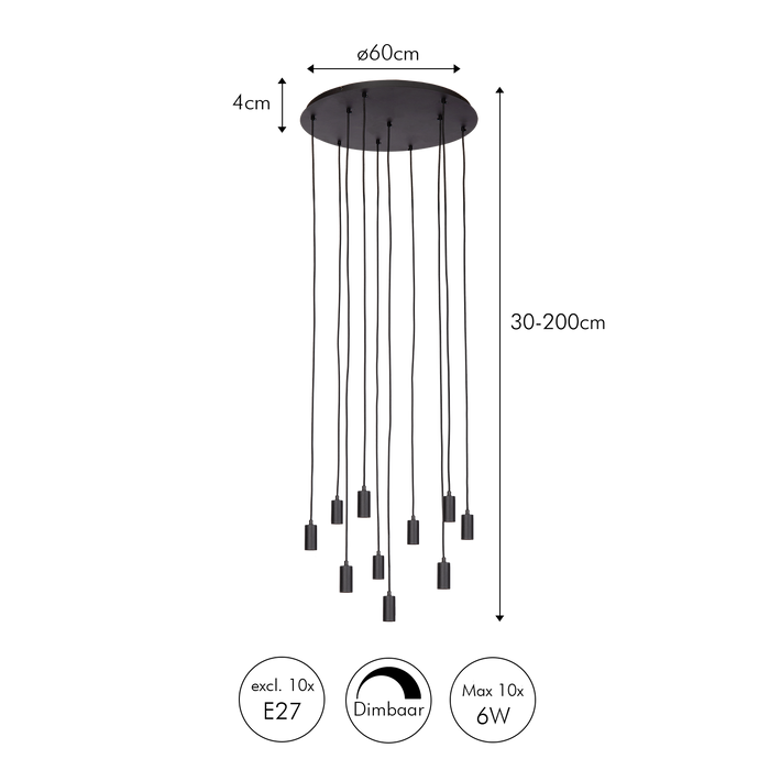 Atmooz Hanglamp Woonkamer Zwart Sapa 10