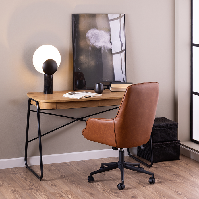 Lisomme Steven Houten Bureau met Opbergruimte - Naturel