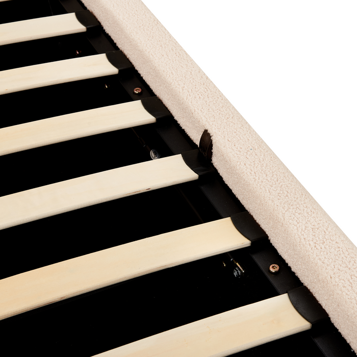 Beliani-BLAGNAC-Bed met opbergruimte-Lichtbeige-160 x 200 cm-Bouclé