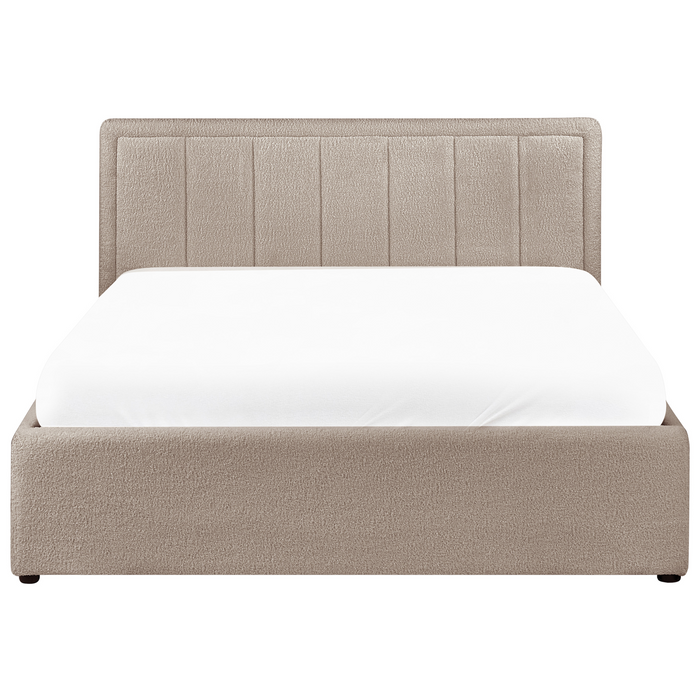 Beliani-MONTLAUR-Bed met opbergruimte-Taupe-140 x 200 cm-Bouclé