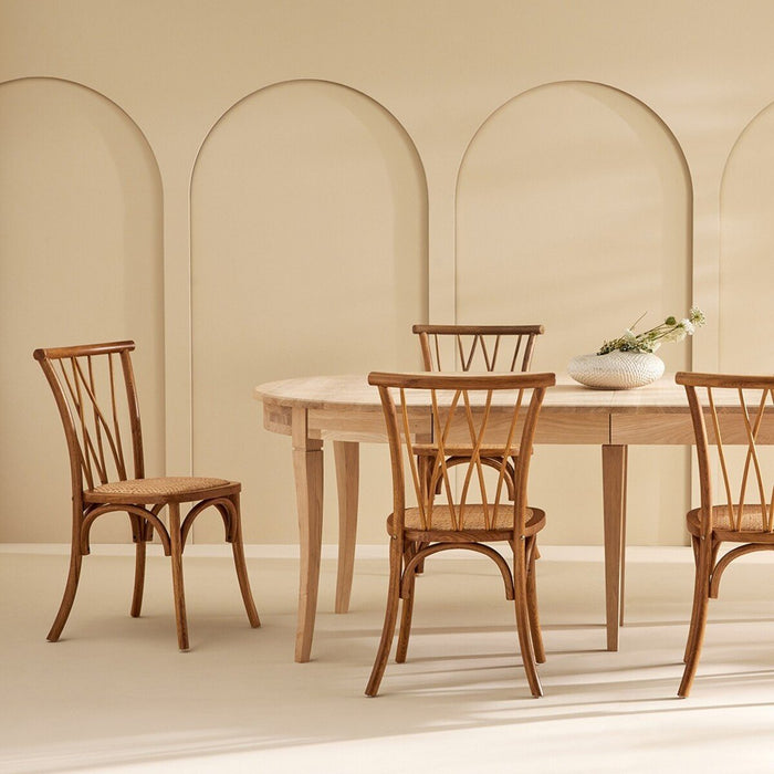 Calicosy - Set van 2 eiken stoelen met rotan zitting OLYMPIA - Bruin