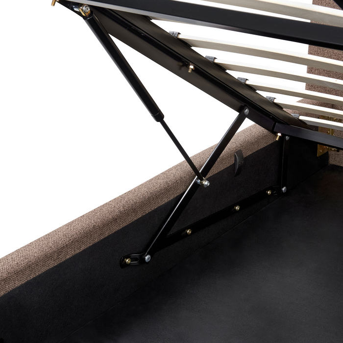 Beliani-CAMPAGNE-Bed met opbergruimte-Bruin-180 x 200 cm-Polyester