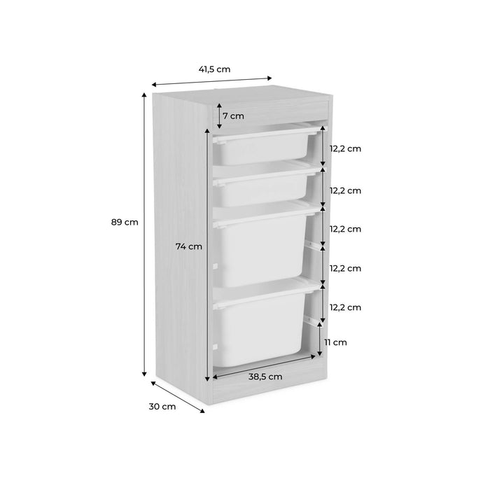 sweeek - Kinderopbergmeubel met 4 opbergbakken