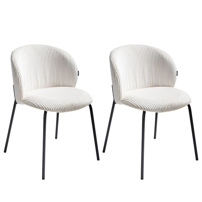 Beliani - MILES - Eetkamerstoel set van 2 - Gebroken wit - Corduroy