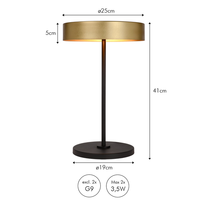 Atmooz Tafellamp Euphoria - Zwart|Goud - Warm Licht - Max 40W - E27
