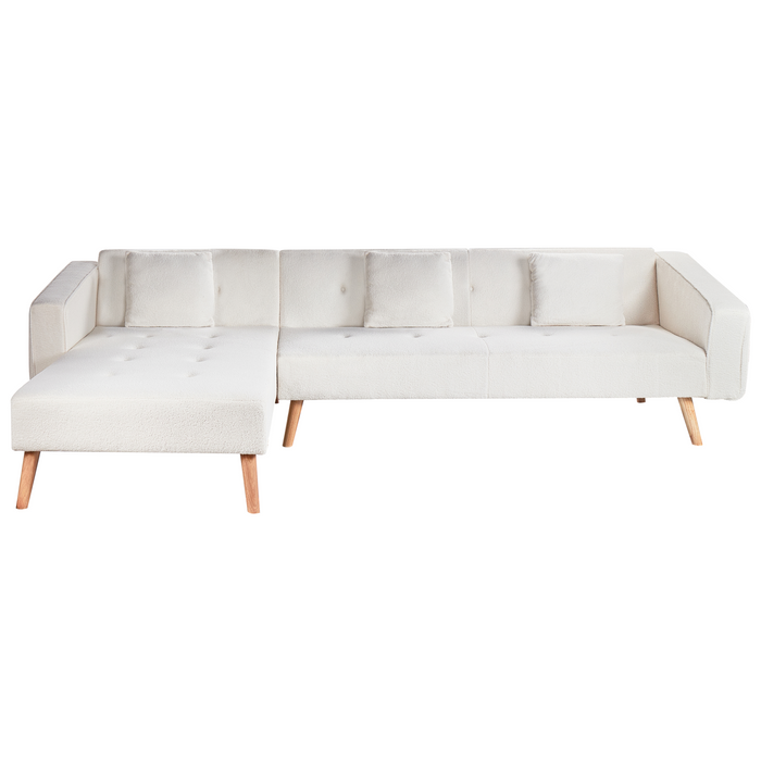 Beliani - VADSO - Hoekslaapbank - Gebroken wit - Rechterzijde - Bouclé