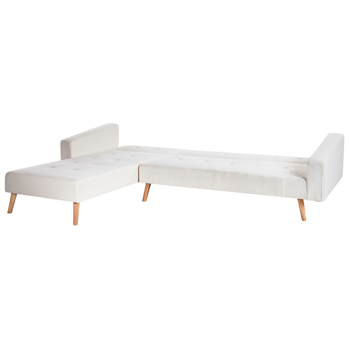 Beliani - VADSO - Hoekslaapbank - Gebroken wit - Rechterzijde - Bouclé