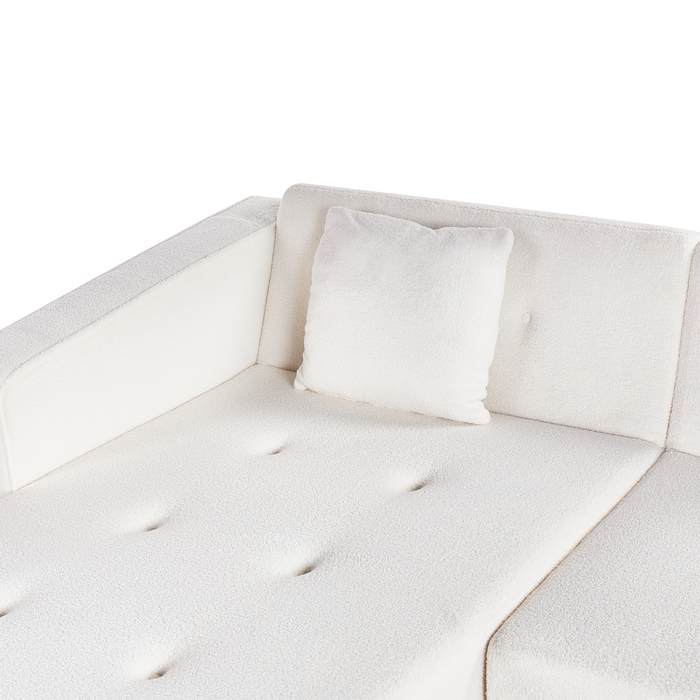 Beliani - VADSO - Hoekslaapbank - Gebroken wit - Rechterzijde - Bouclé