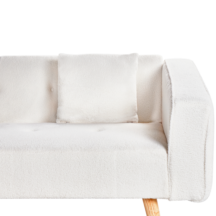 Beliani - VADSO - Hoekslaapbank - Gebroken wit - Rechterzijde - Bouclé