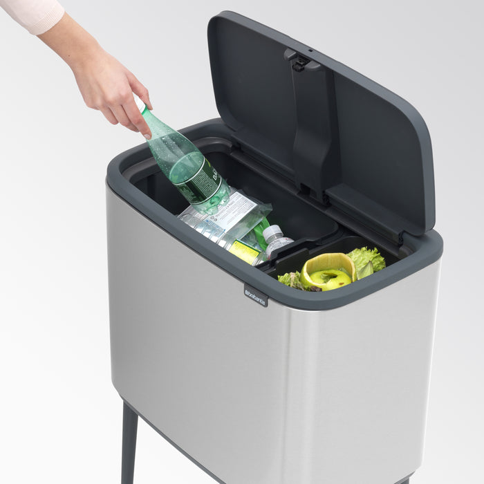 Brabantia Bo Touch Bin Afvalemmer 11 + 23 L - Vingerafdrukvrij - Zilver