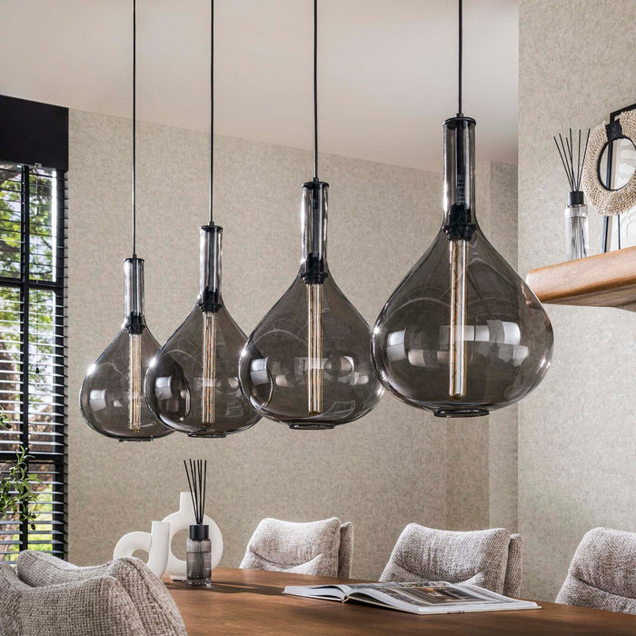 Fraaai - Chiara hanglamp 4L druppel smoke glas - artic zwart