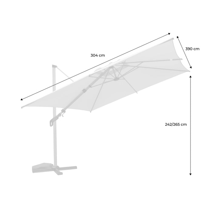 sweeek - Rechthoekige parasol 3x4m, mast met houtlook