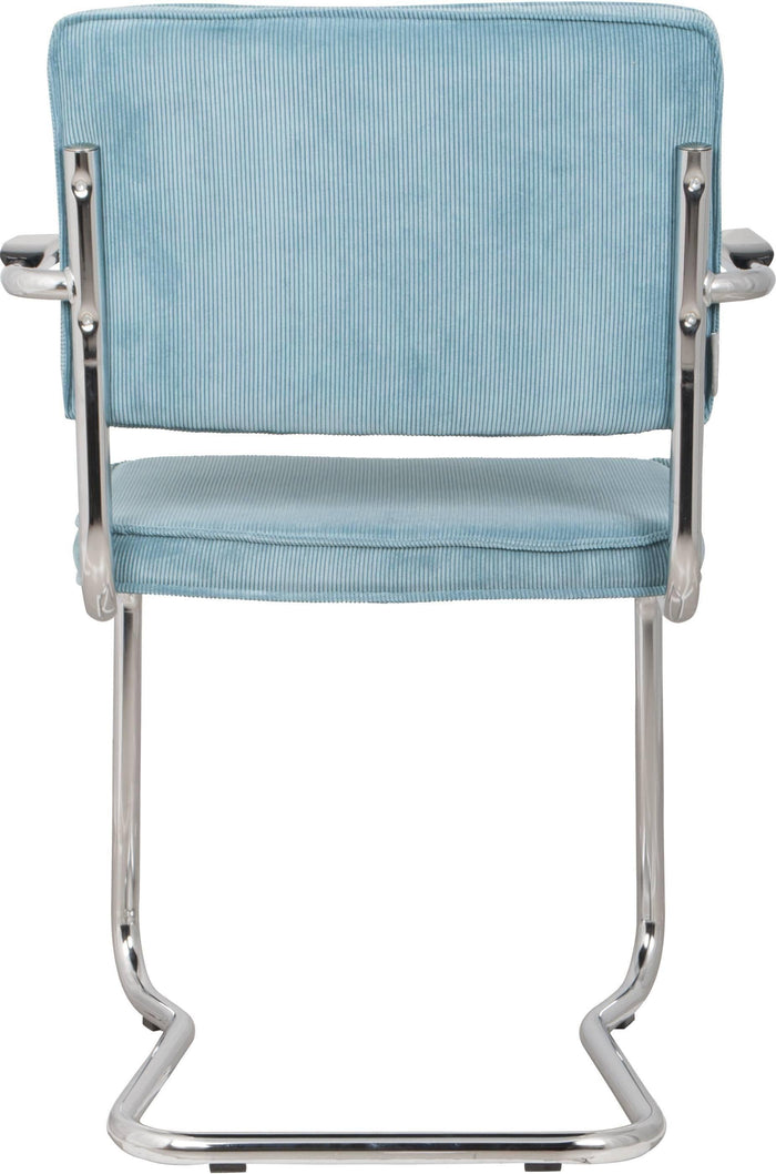 Zuiver Ridge Rib Kink Eetkamerstoelen armleuning Blauw - Set van 2