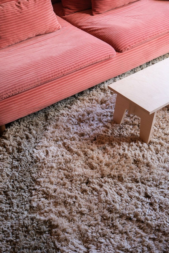 Rond hoogpolig vloerkleed Pilo groen|beige polyester Interieur05