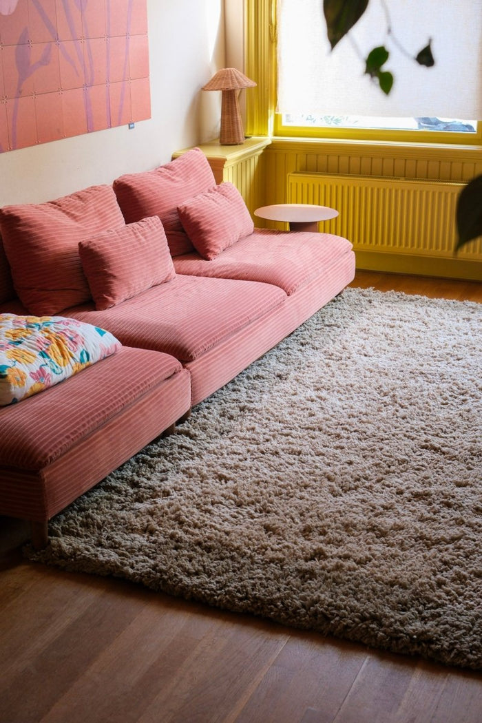 Hoogpolig vloerkleed Pilo groen|beige polyester Interieur05