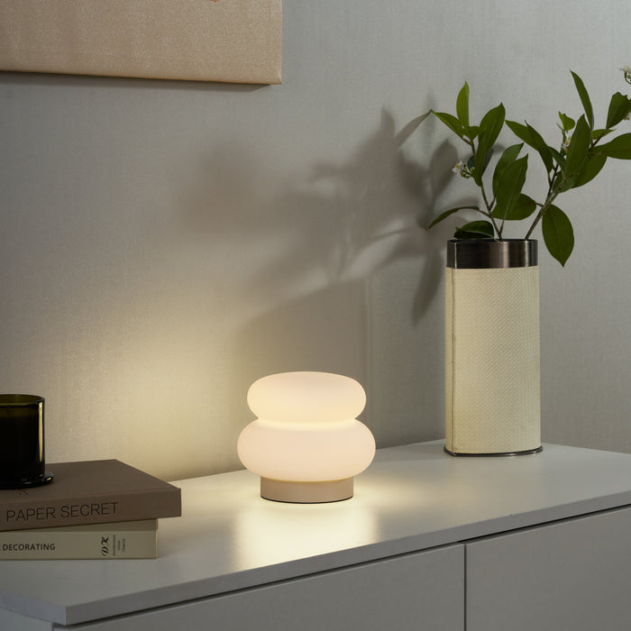 QAZQA Japandi tafellamp beige met opaal glas 15cm - Kumo