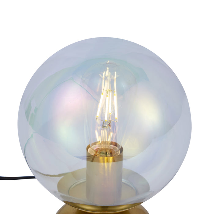 QAZQA Art deco tafellamp messing met smoke regenboog glas - Pallon