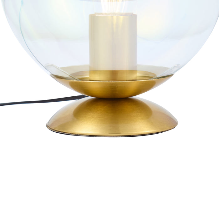 QAZQA Art deco tafellamp messing met smoke regenboog glas - Pallon