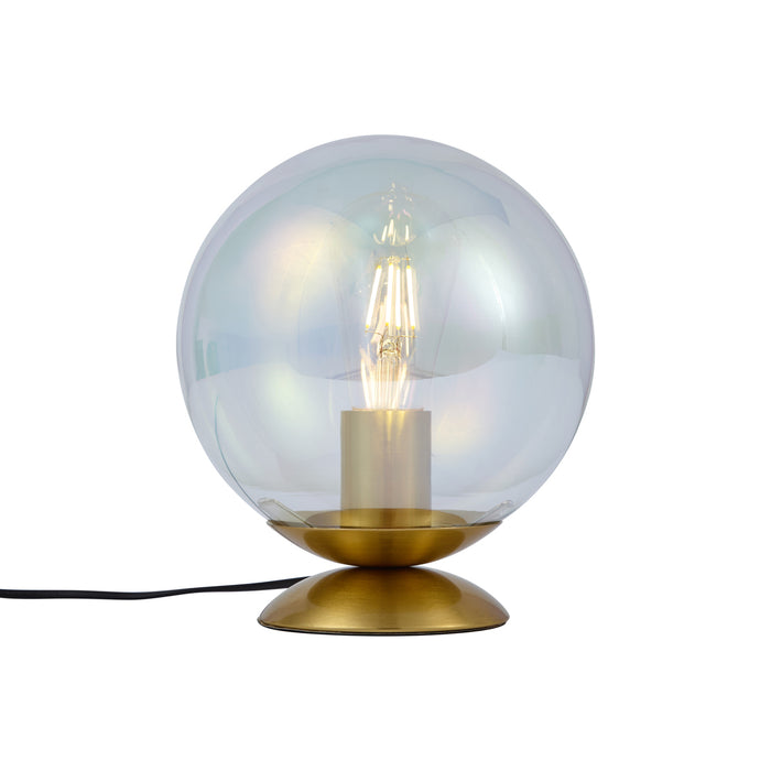 QAZQA Art deco tafellamp messing met smoke regenboog glas - Pallon