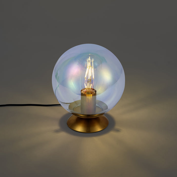 QAZQA Art deco tafellamp messing met smoke regenboog glas - Pallon