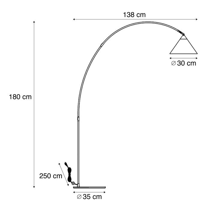 QAZQA Retro vloerlamp zwart met witte binnenkant - Triangolo
