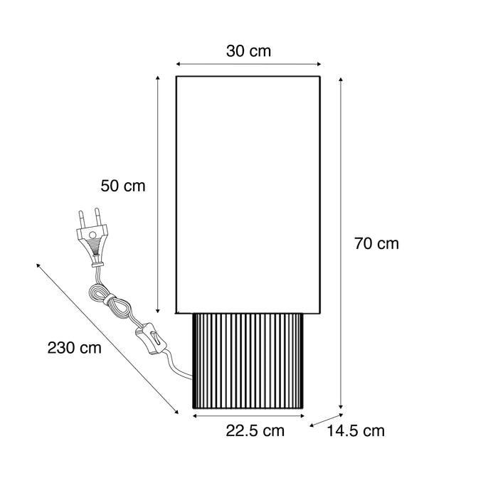 QAZQA Japandi vloerlamp hout met linnen kap 70cm - Lamel