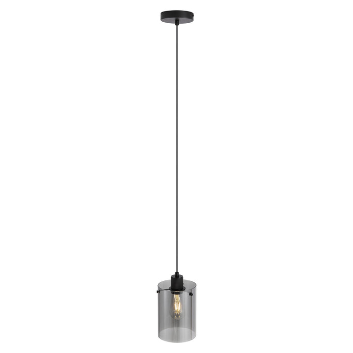 QAZQA Design hanglamp zwart met smoke glas - Domo