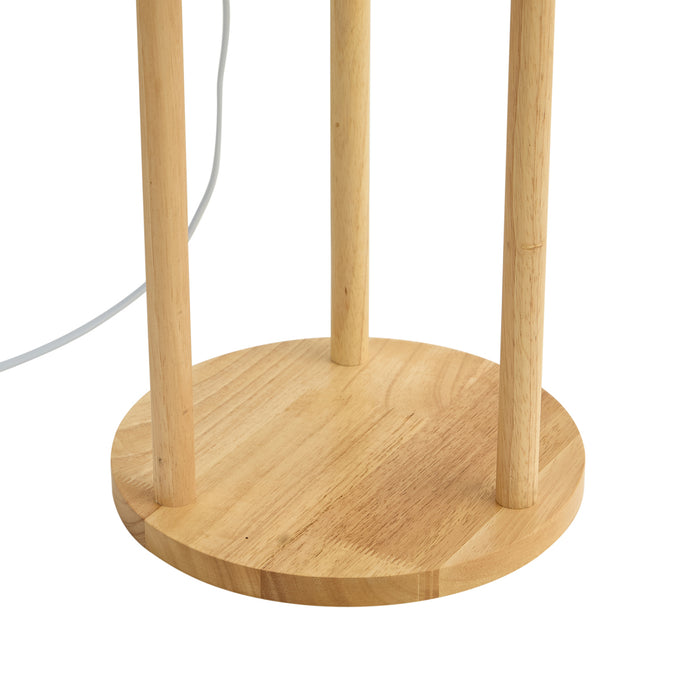 QAZQA Moderne vloerlamp hout met beige kap - Stojon