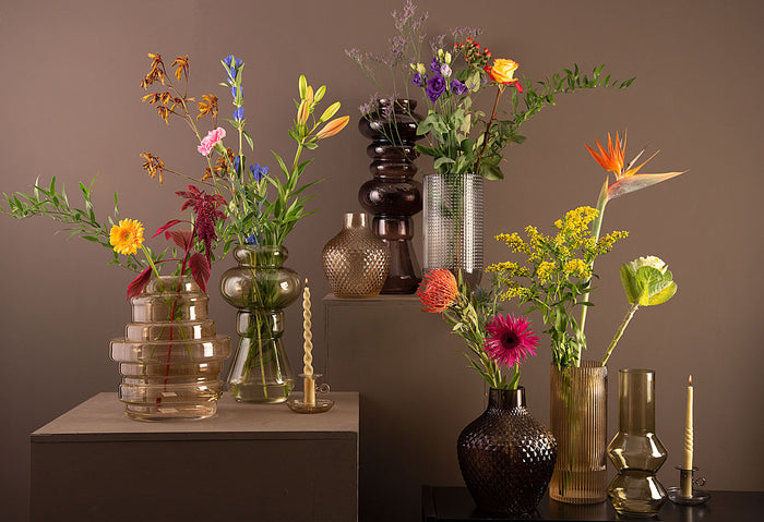 present time - Vase Distinct glass sand brown large