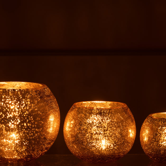 J-Line windlicht Bol Parel Effect - glas - goud - large