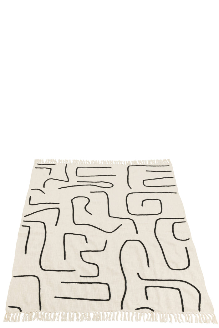 J-Line plaid Strepen|Bogen - katoen - wit|zwart - 180 x 130