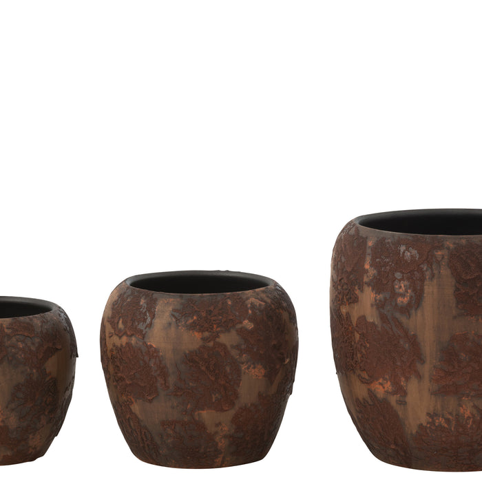 J-Line bloempot Round Terra - keramiek - bruin - large - Ø 24 cm