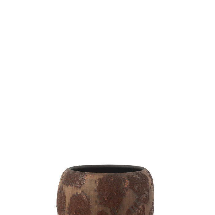 J-Line bloempot Round Terra - keramiek - bruin - large - Ø 24 cm