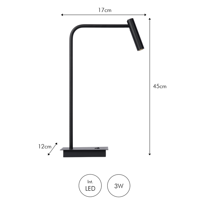 Atmooz Leeslamp Pomery - Zwarte Tafellamp